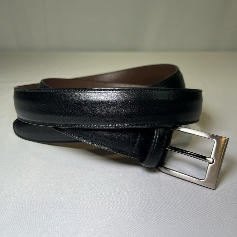 Roundtree & Yorke Worn Black Italian Full Grain Cowhide Dress Belt - Size 46/115